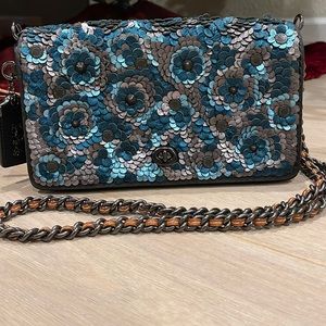 Coach Dinky with Leather Sequin blue multi/black copper